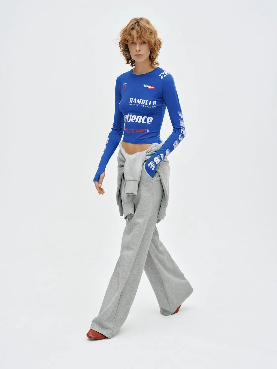 Printed Fitted Crew Neck Long Sleeve Modal Blend T-Shirt