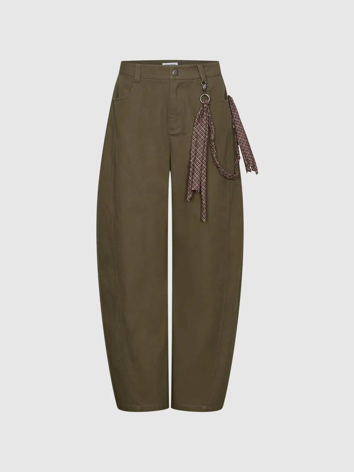 Cotton Barrel Leg Silhouette Pants