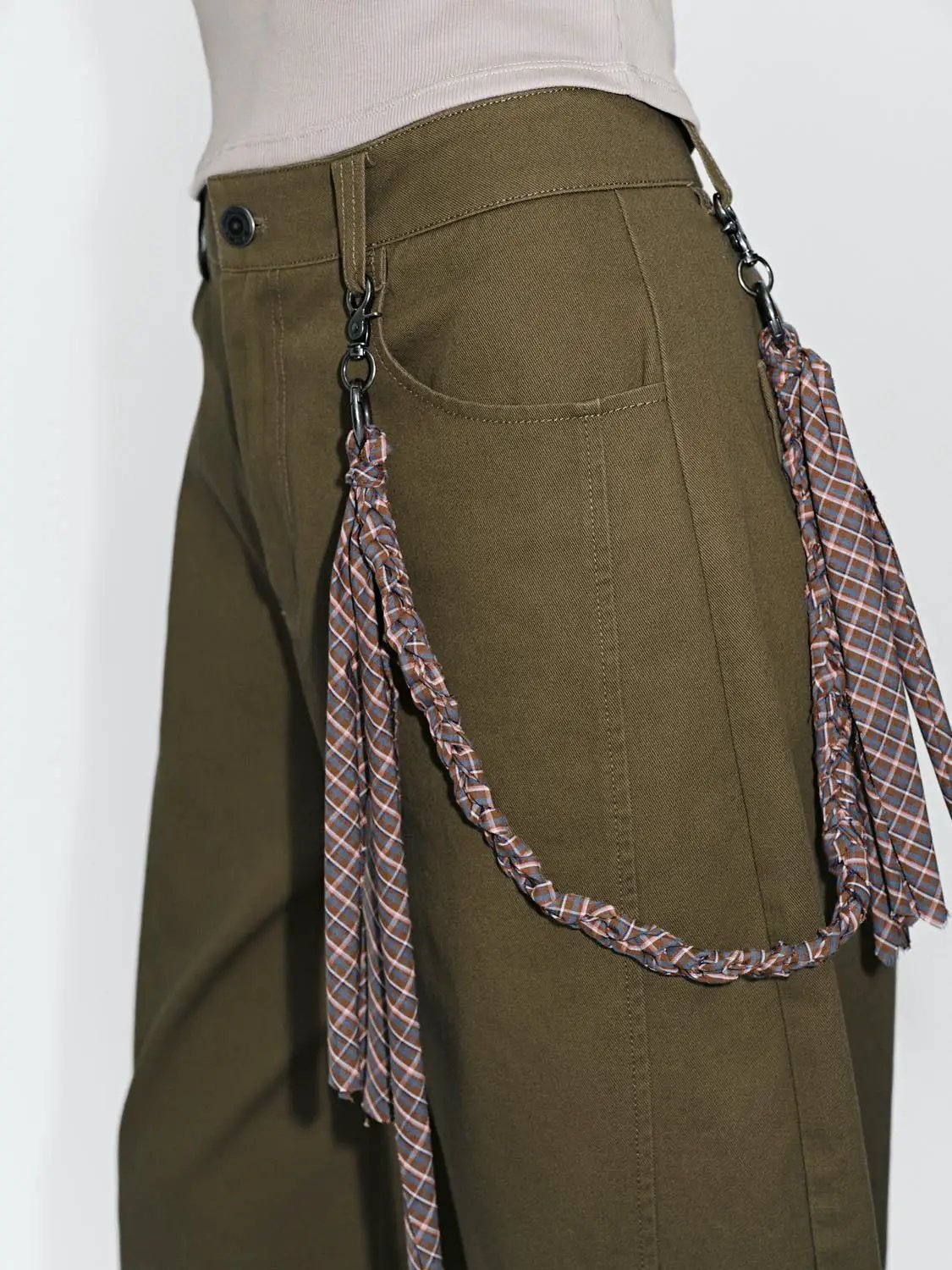 Cotton Barrel Leg Silhouette Pants