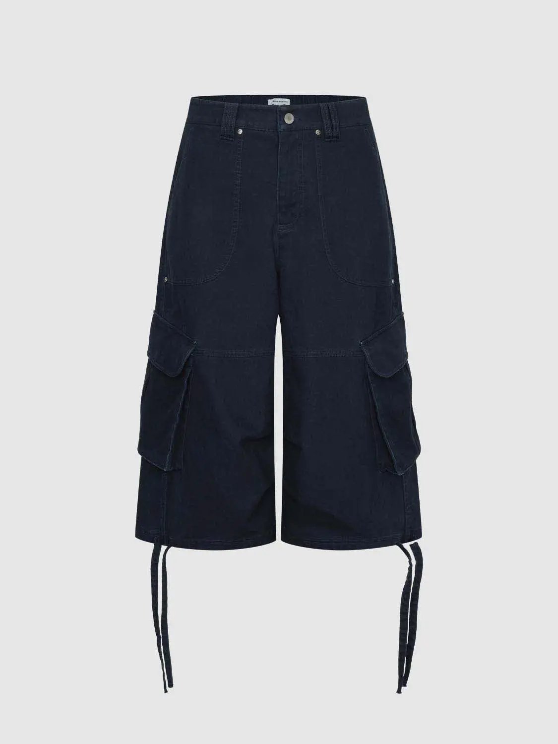 Multi Pocket Drawstring Hem Wide Leg Cargo Culottes