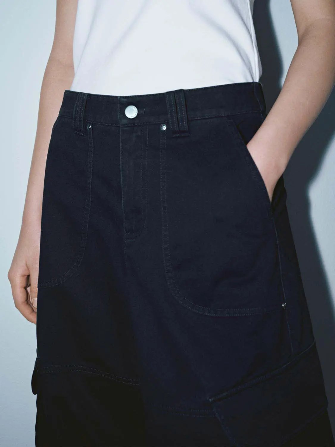 Multi Pocket Drawstring Hem Wide Leg Cargo Culottes