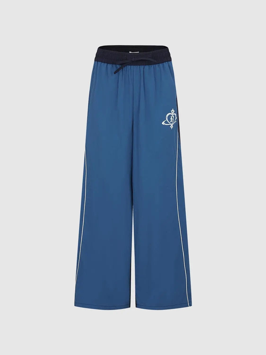 Logo Print Elastic Waist Straight-Leg Pants