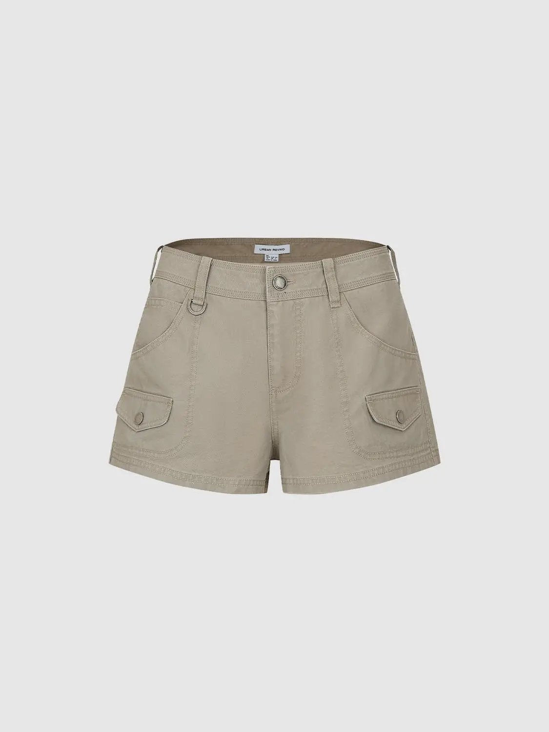 Mid-rise Cotton Blend Flap Pocket Shorts
