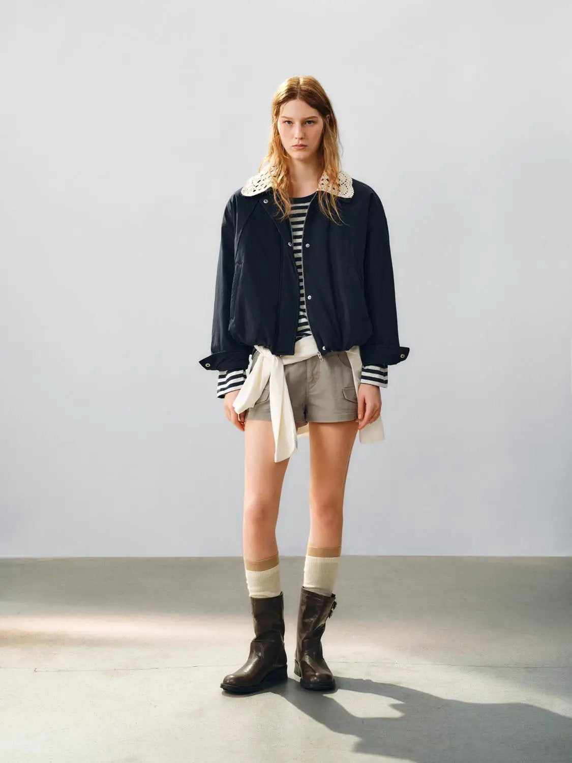 Mid-rise Cotton Blend Flap Pocket Shorts