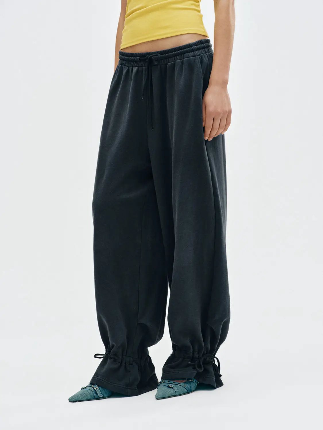 Drawstring Waist Straight-Leg Cotton Pants