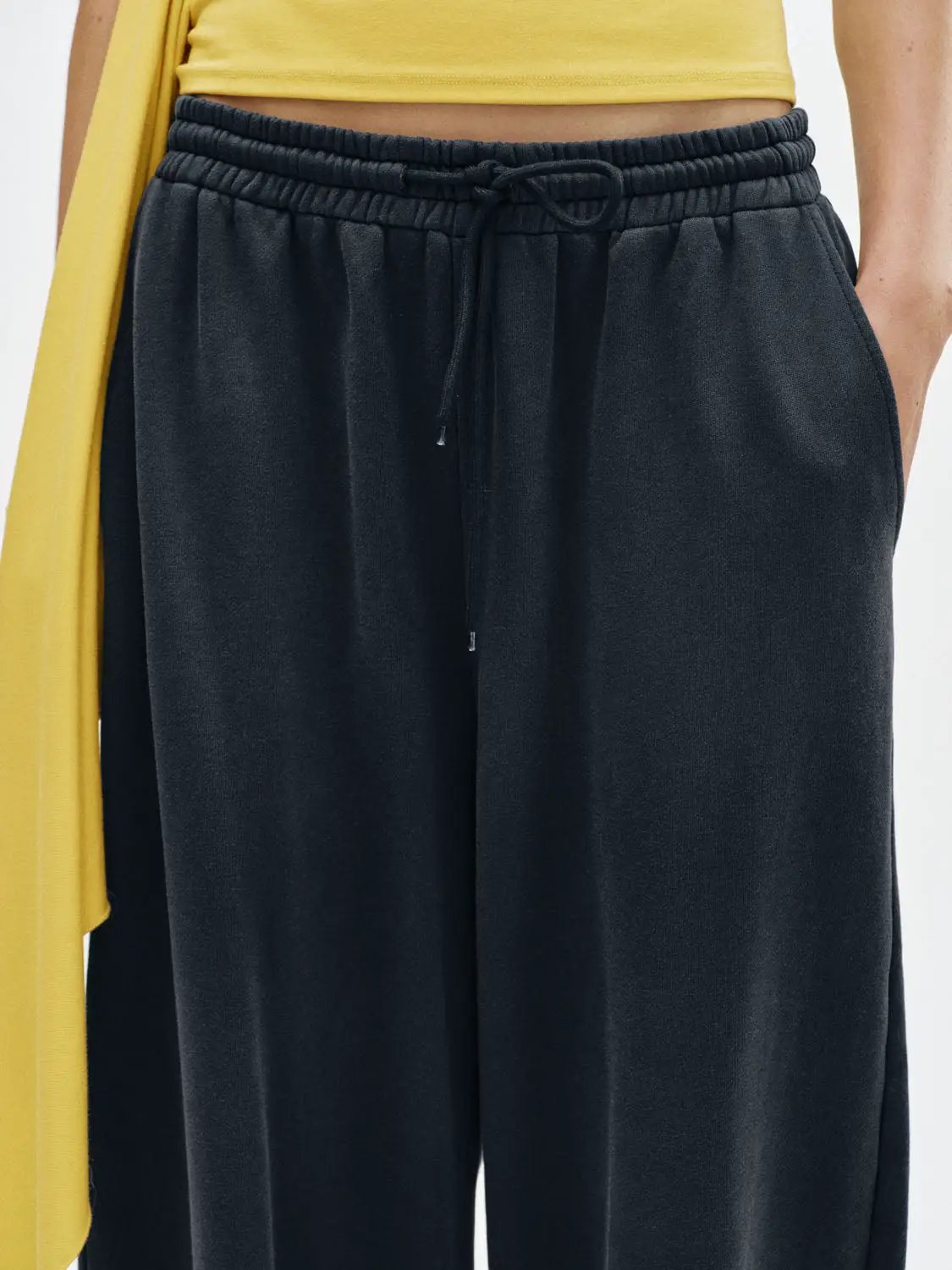 Drawstring Waist Straight-Leg Cotton Pants