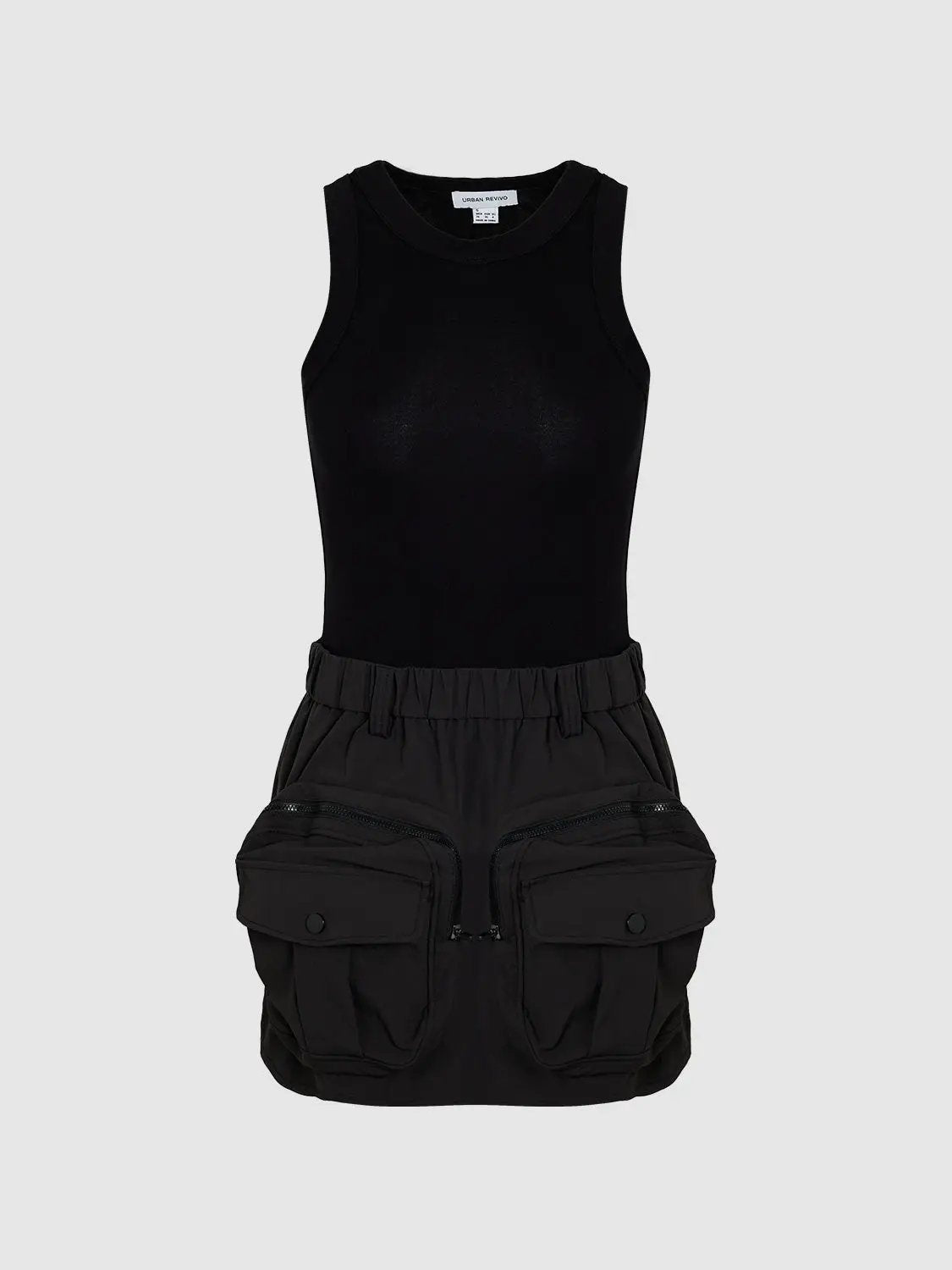 Round Neck Wide Strap Fitted Cotton Knit Tank Top
