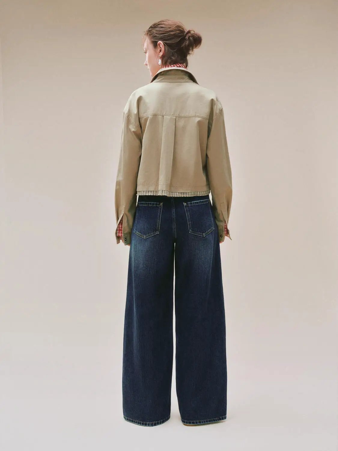 Wash Printed High-waisted Wide-leg Cotton Jeans