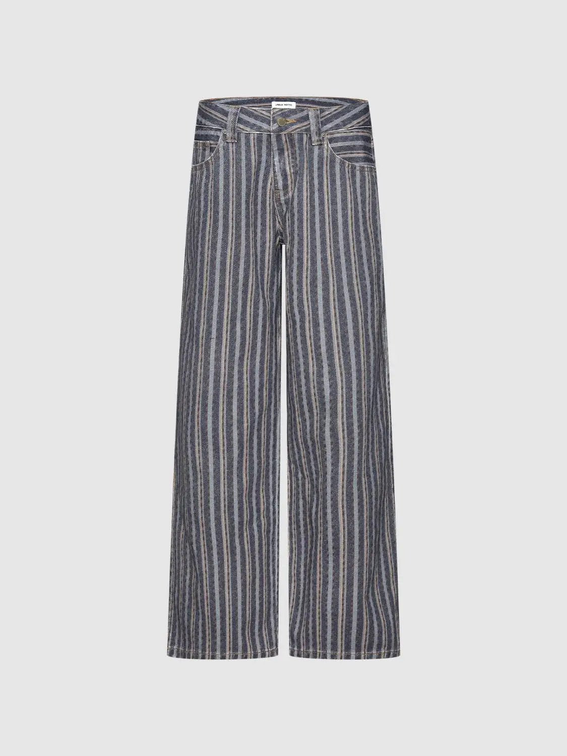 Medium Weight Striped Cotton Wide-leg Pants