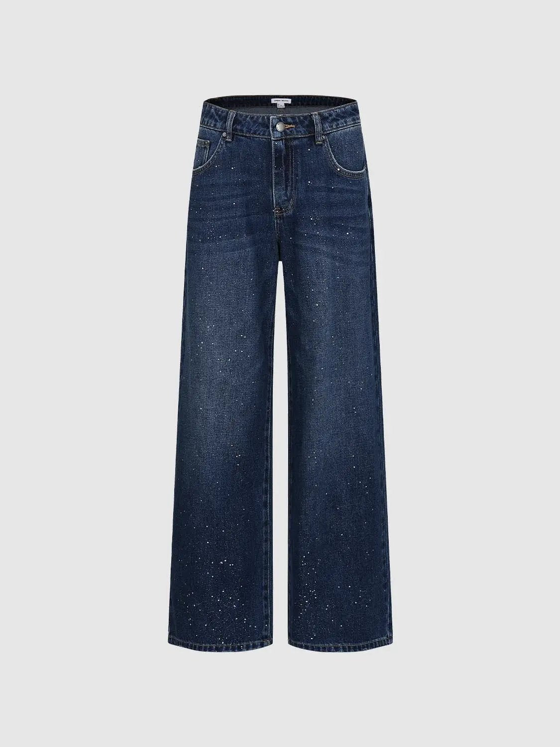 Speckled Wash Wide-leg Denim Jeans