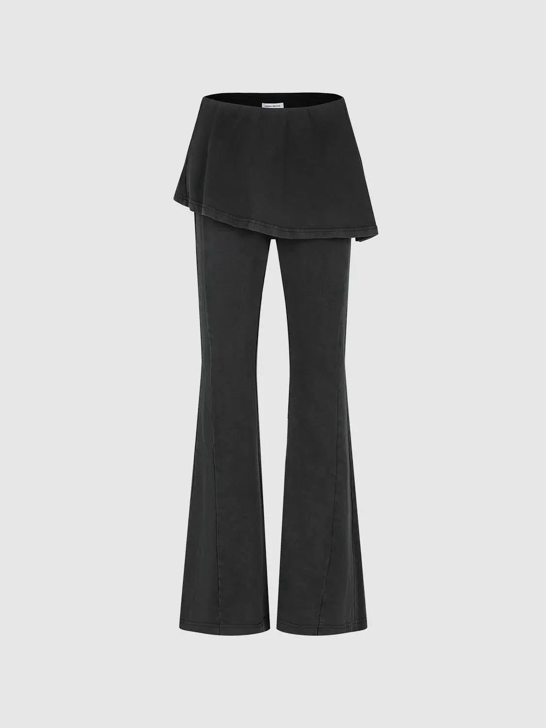 Layered Peplum Mid-rise Flared Leg Cotton Pants