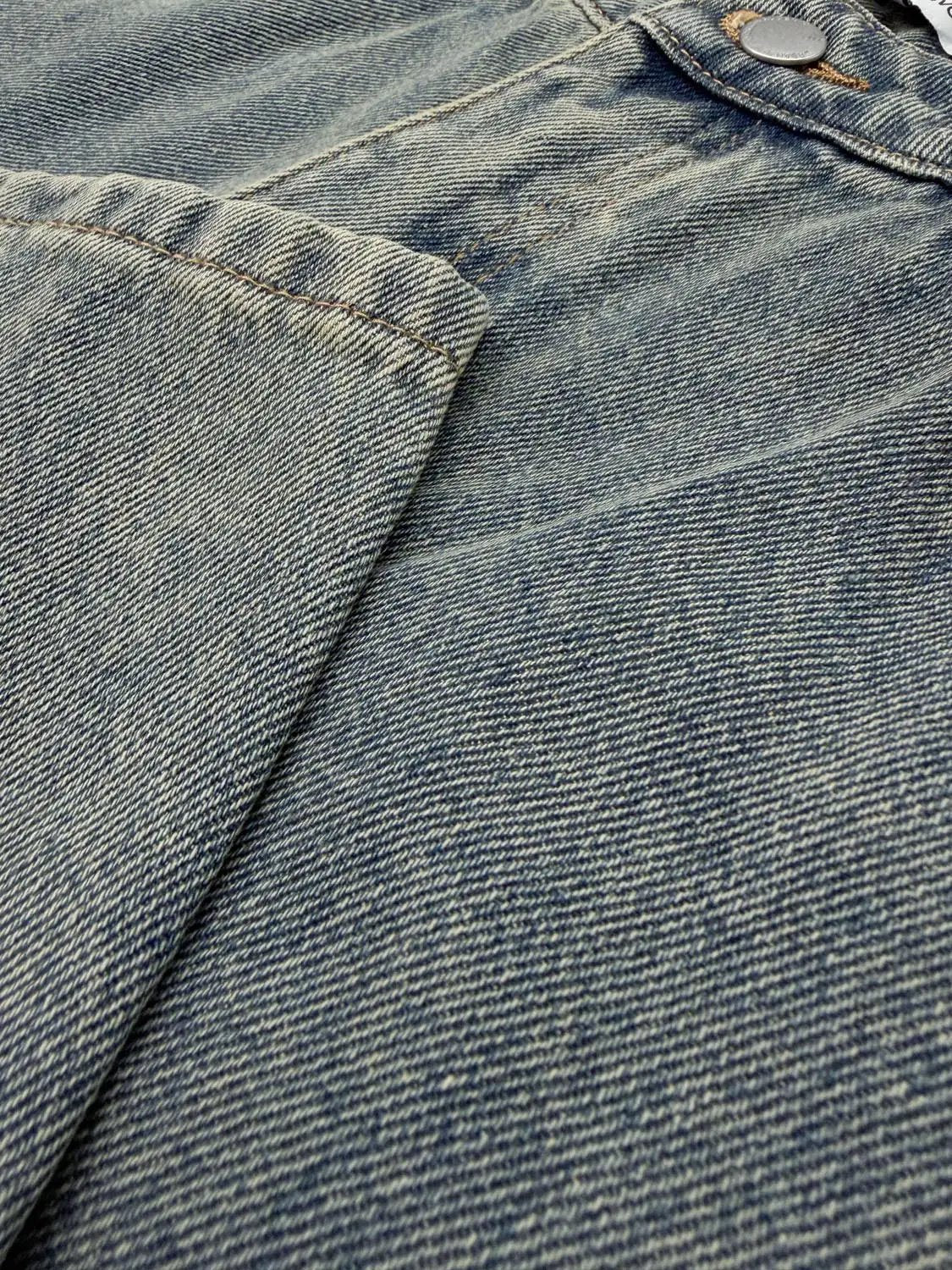 Faded Mid-rise Wide-leg Cotton Jeans