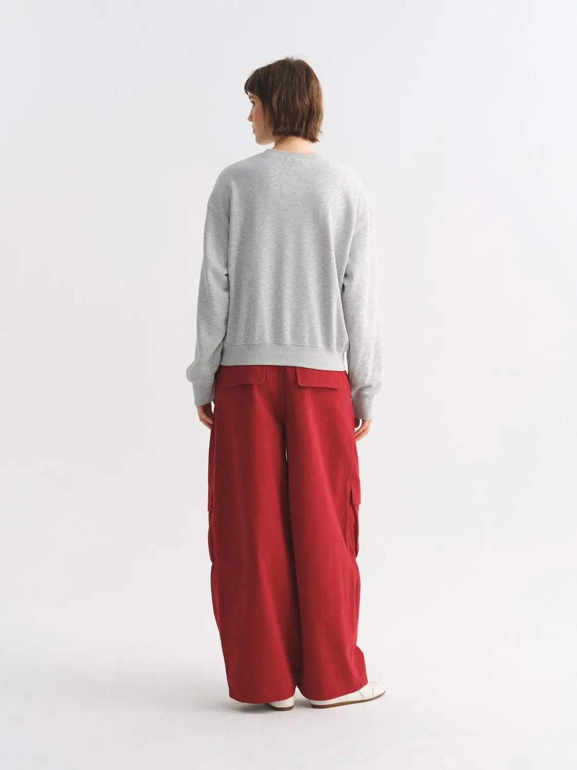 High-waisted Ruched Patterned Tie Waist Wide-leg Cotton Cargo Pants