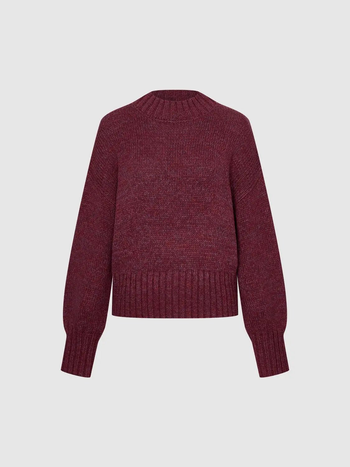 High Neck Long Sleeve Knitted T-Shirts