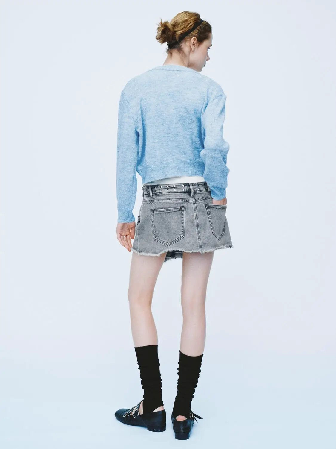 Bow Detail V-neck Long Sleeve Knit Cardigan