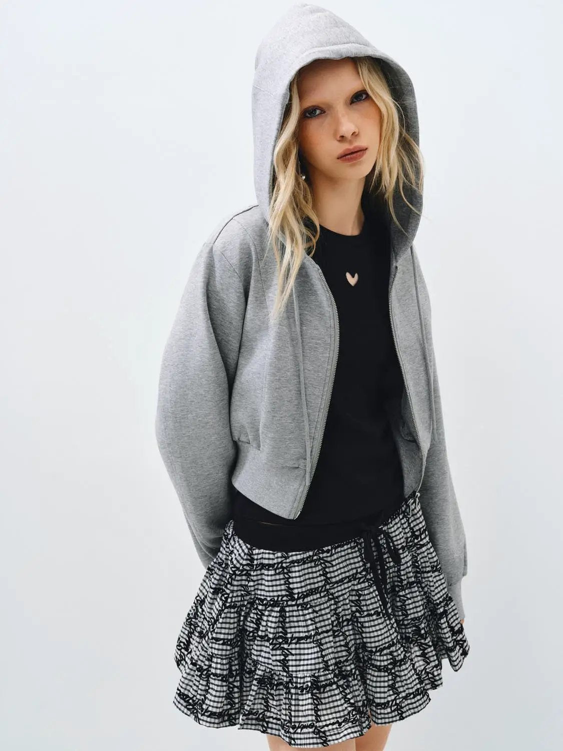 Relaxed Fit Hooded Cotton Zip Front Jacket