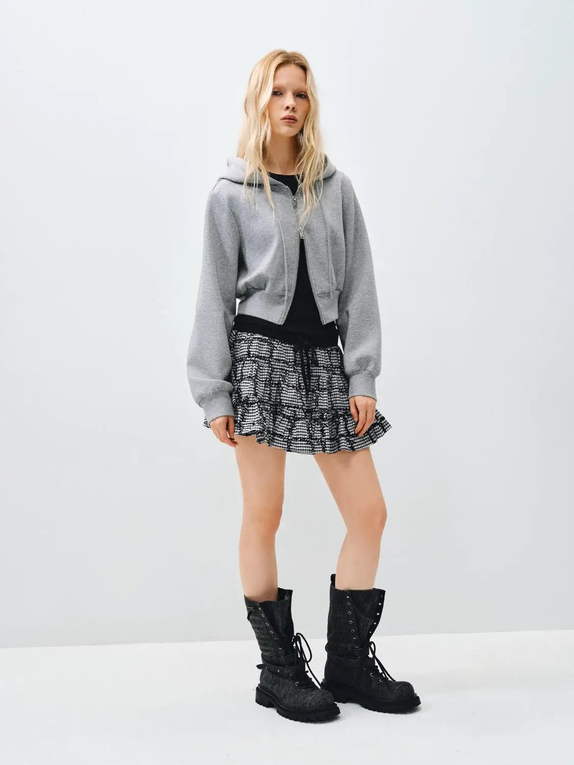 Relaxed Fit Hooded Cotton Zip Front Jacket