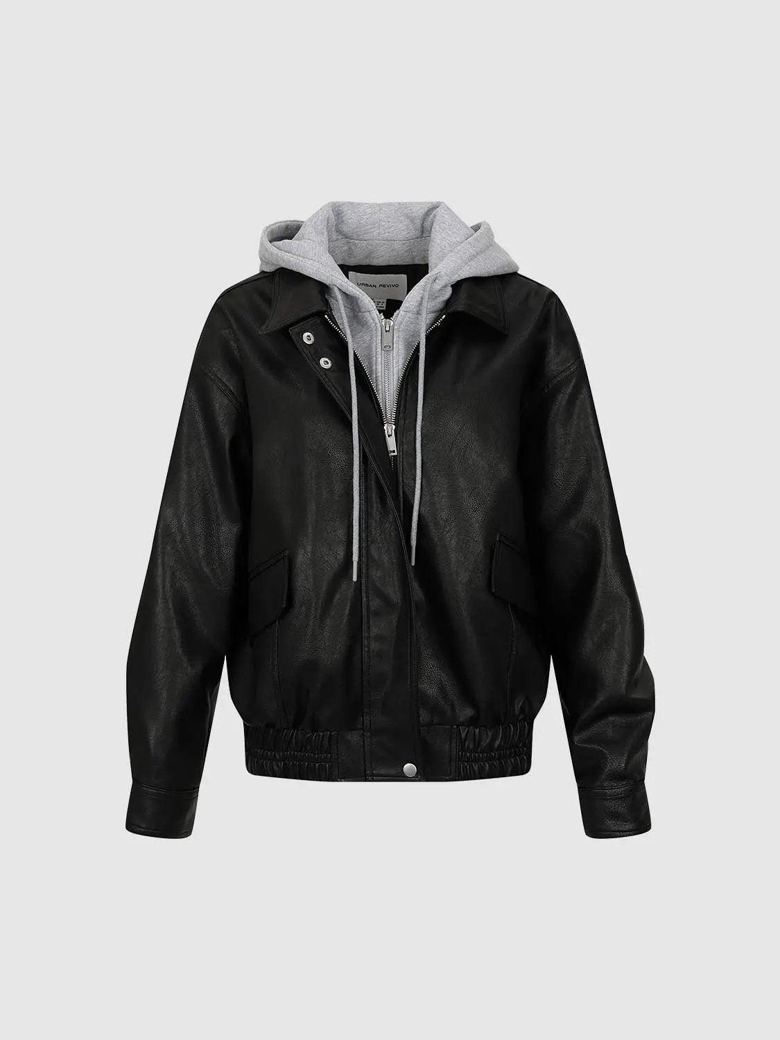 Zip Front Ribbed Hem Long Sleeve Jacket