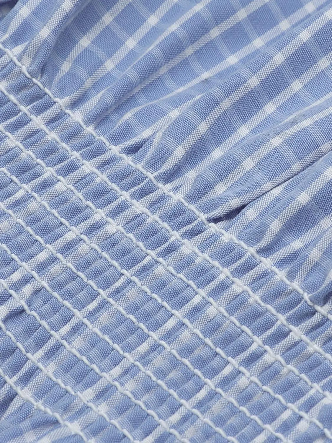Square Neck Button Front Gingham Slim Fit Cotton Cami Top