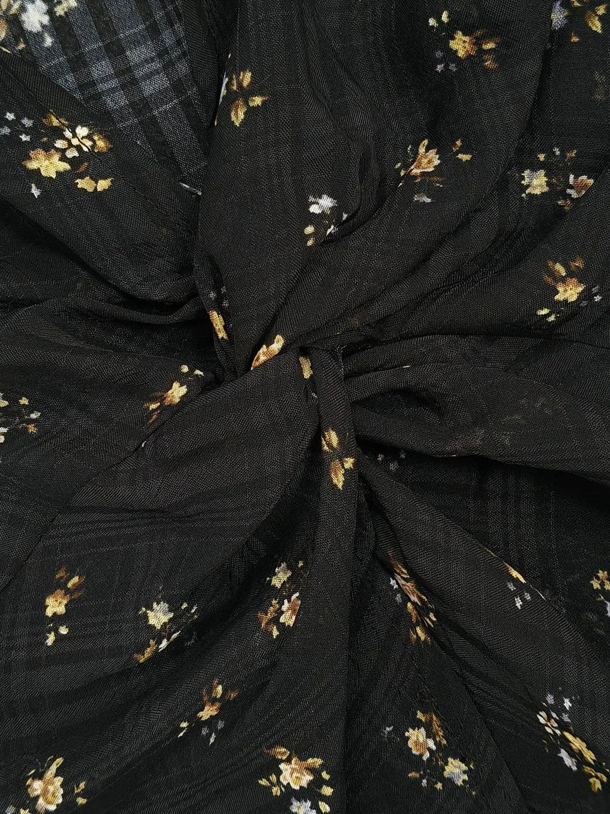 Black Twist Knot Floral Sheer Lightweight Blouse