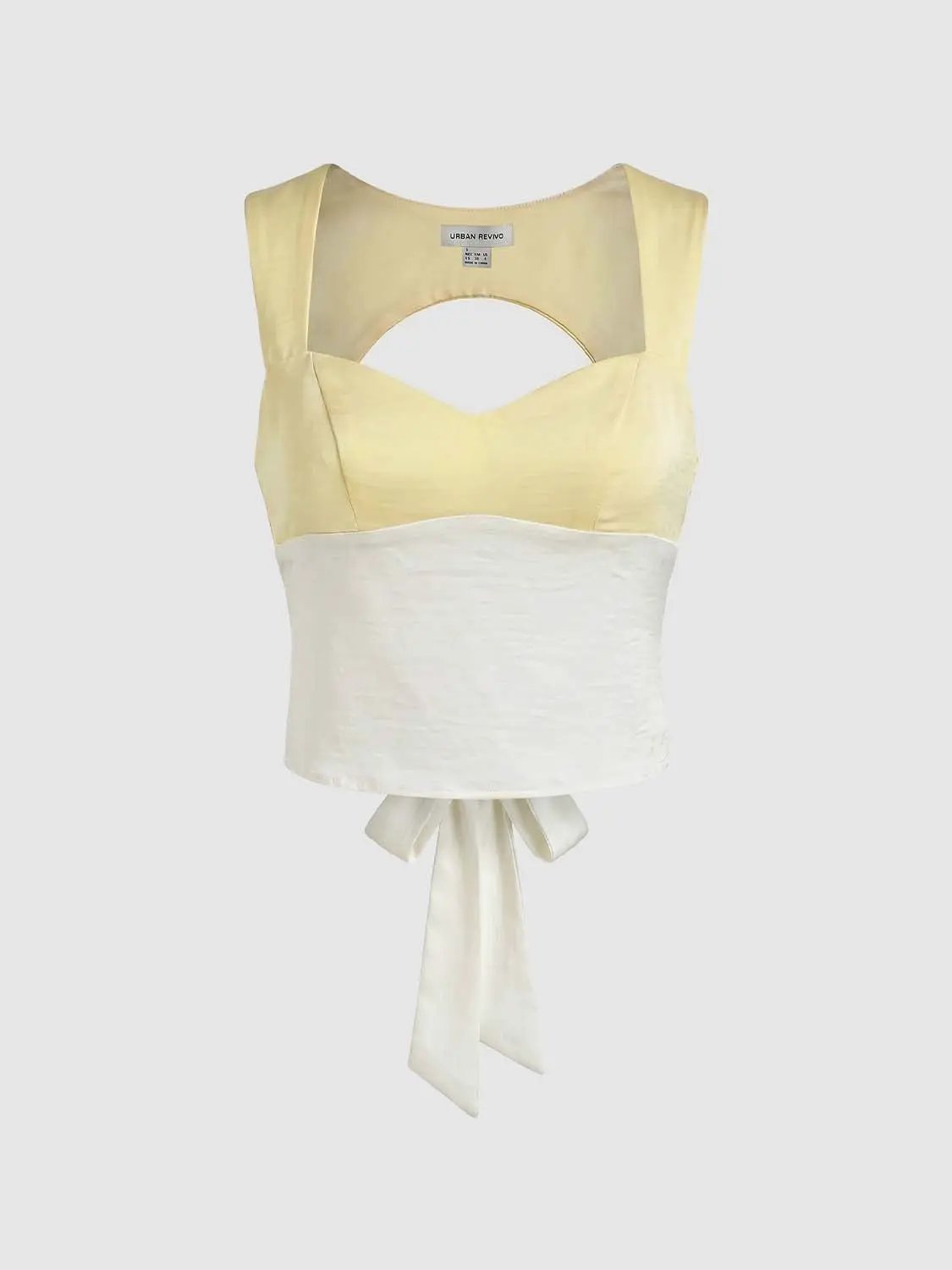 Color Block Square Neck Tie Back Cropped Cami Top