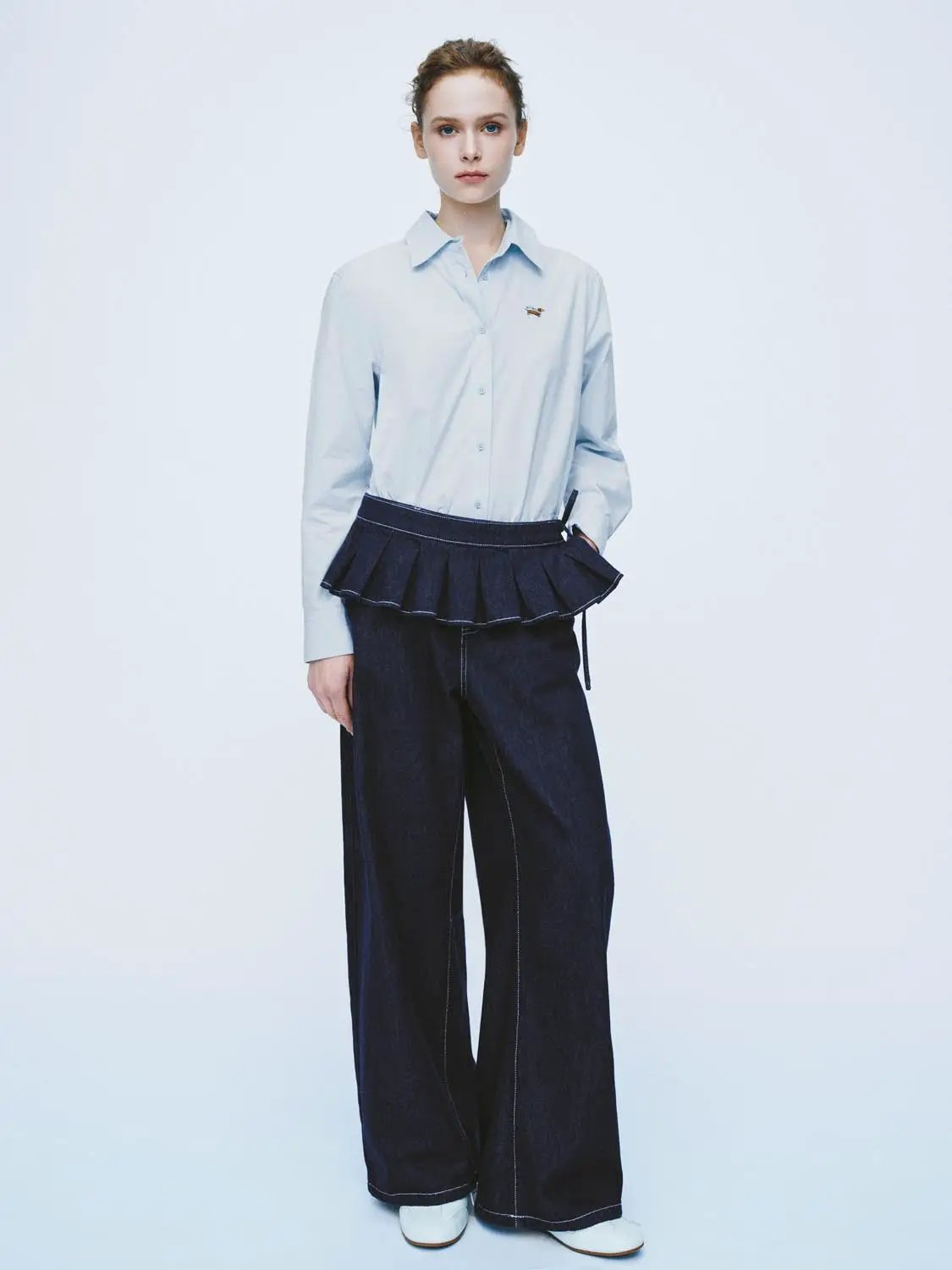 Embroidered Cotton Button Front Long Sleeve Shirt