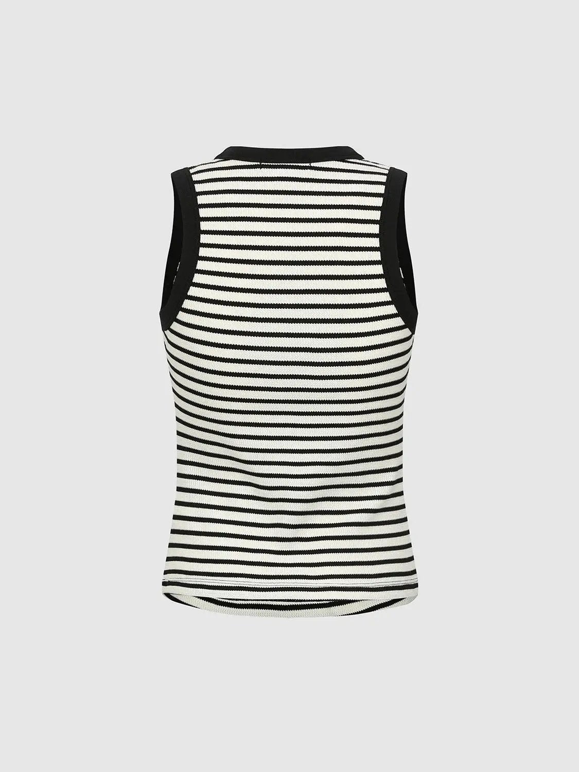 Contrast Trim Halter Neck Striped Cotton Tank Top