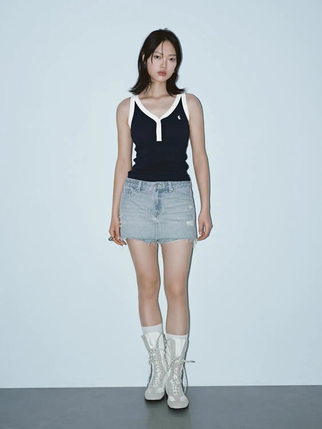 Contrast Trim Classic Stretch Cotton Tank Top