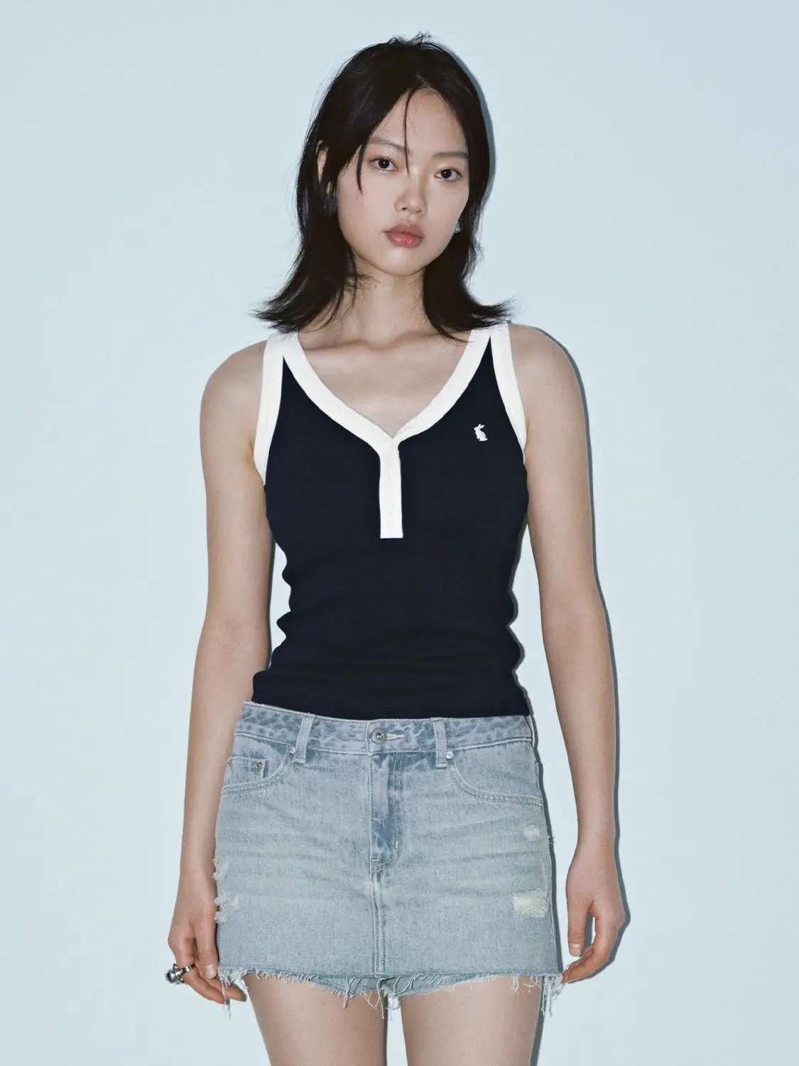 Contrast Trim Classic Stretch Cotton Tank Top