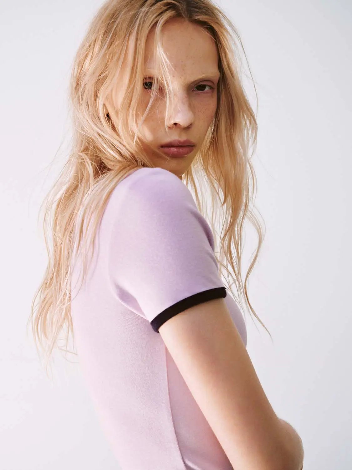 Slim Crew Neck Contrast Binding Short Sleeve Cropped Top
