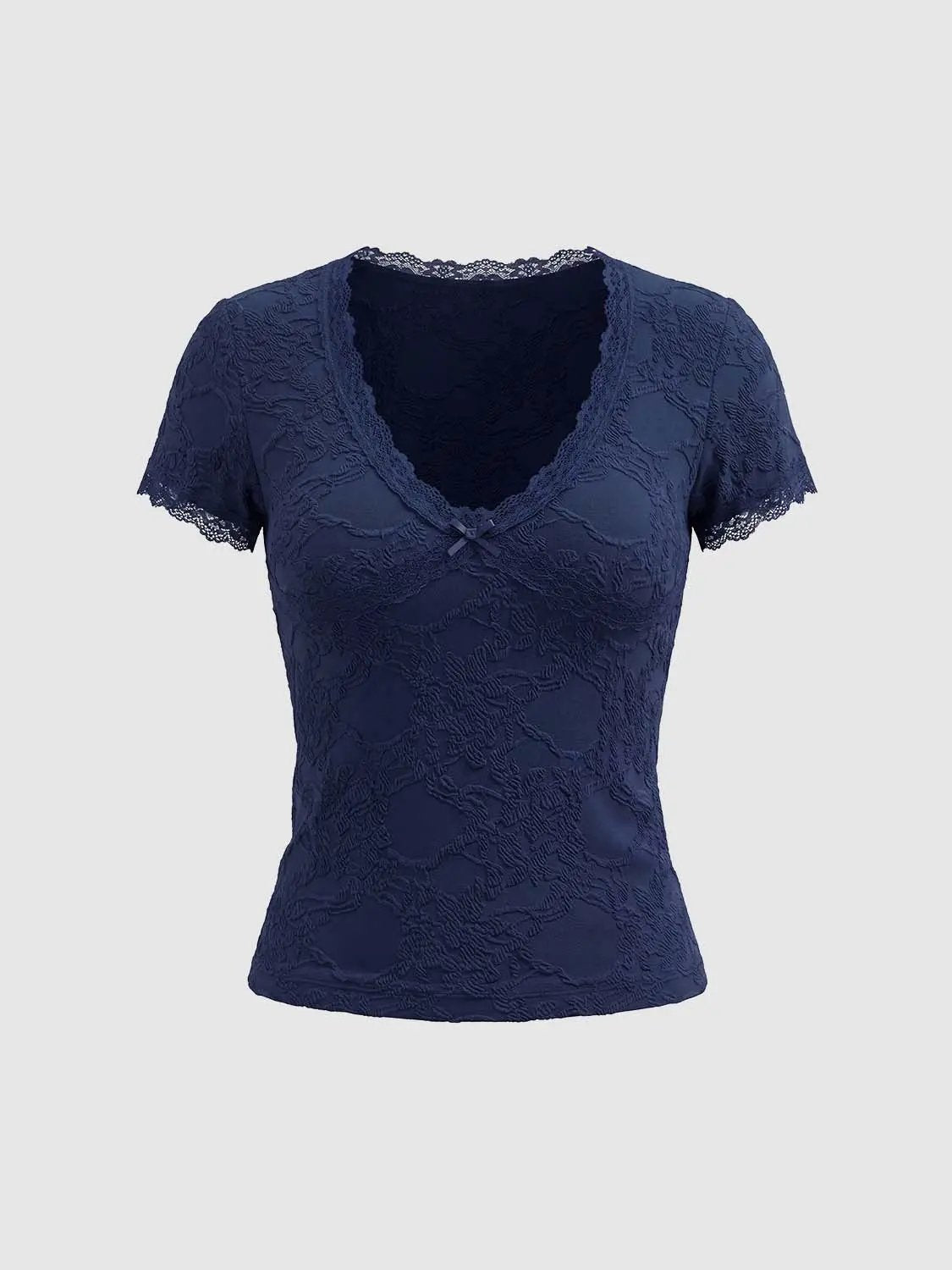 Lace Trim V-neck Shirt
