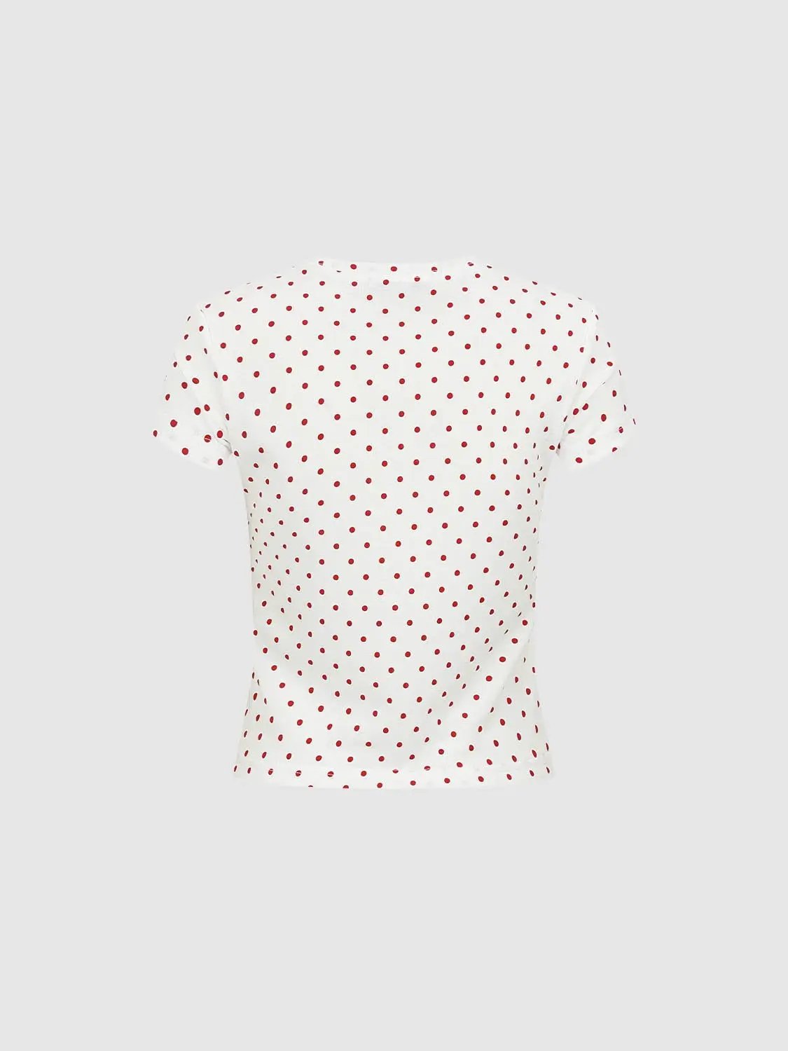 Polka Dot Text Print Short Sleeve Cotton Blend T-Shirt
