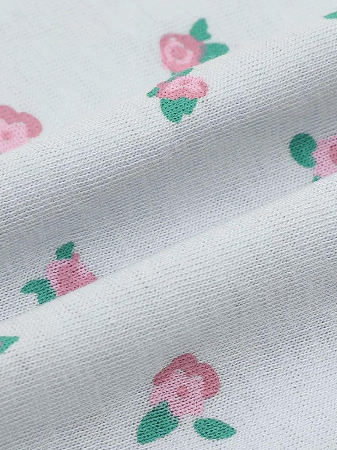 Graphic Floral Short Sleeve Crew Neck Cotton Blend T-Shirt