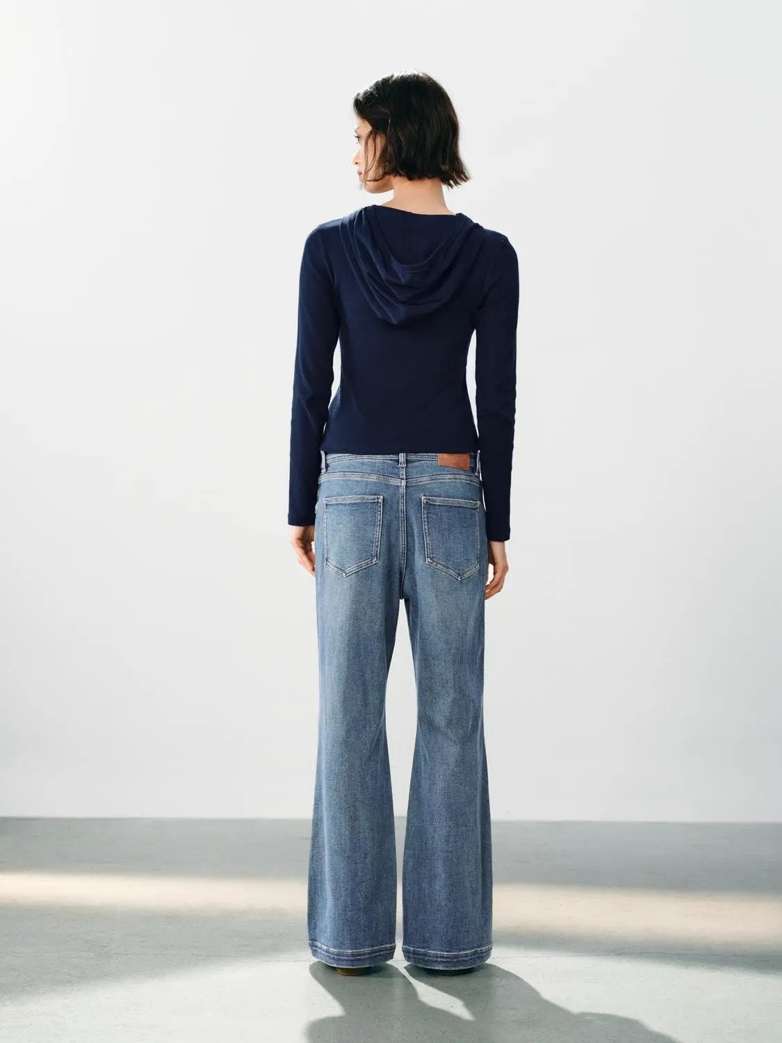 Embroidered Button Front Long Sleeve Cotton Blend Pullover