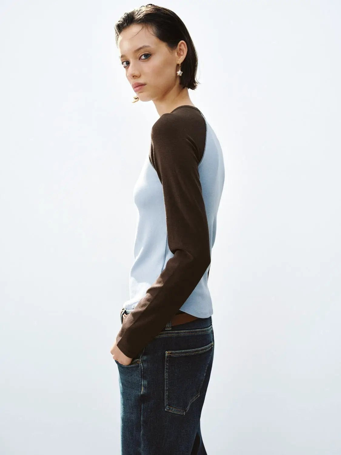 Raglan Colorblock Crew Neck Long Sleeve T-Shirt