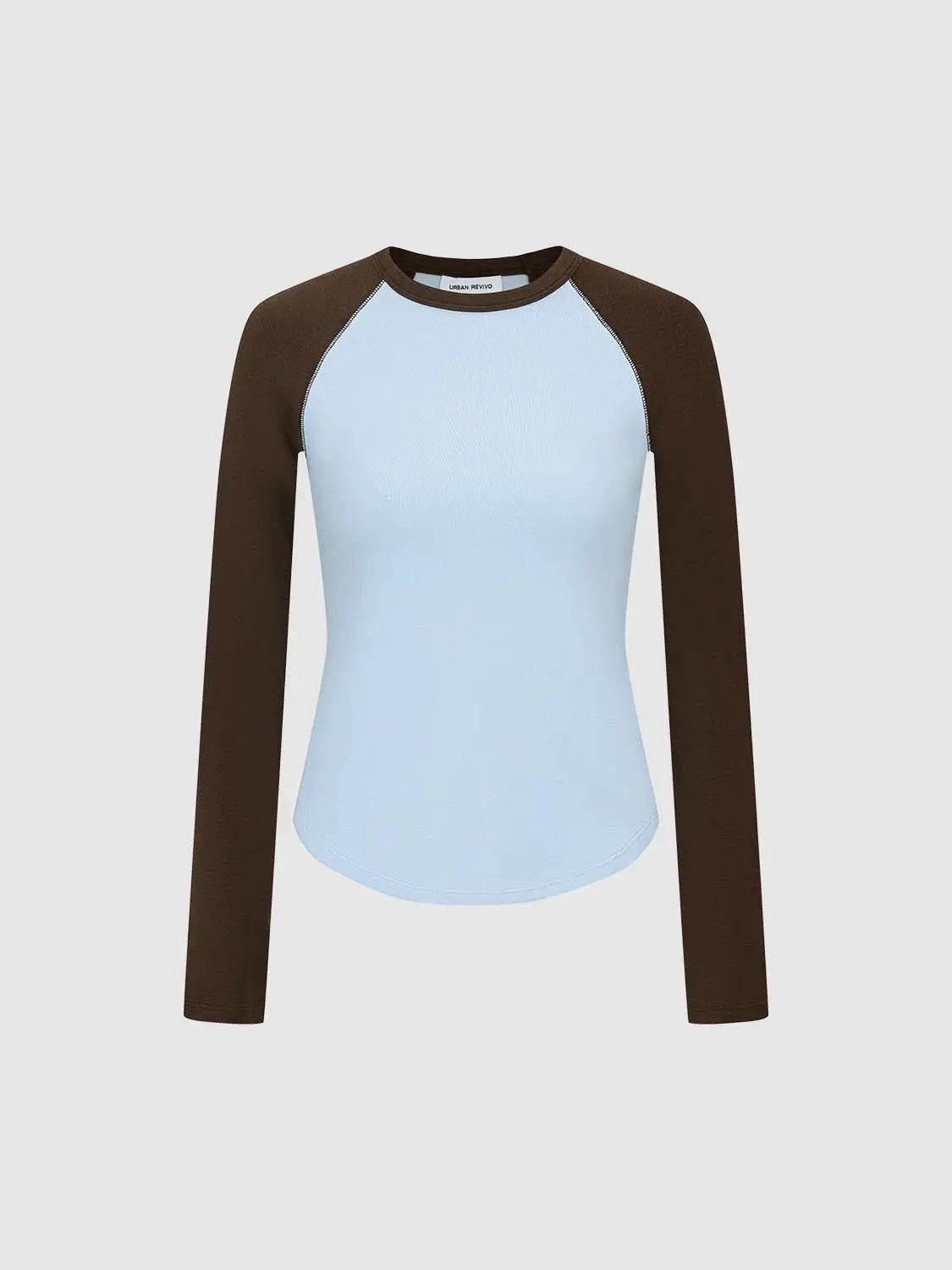 Raglan Colorblock Crew Neck Long Sleeve T-Shirt