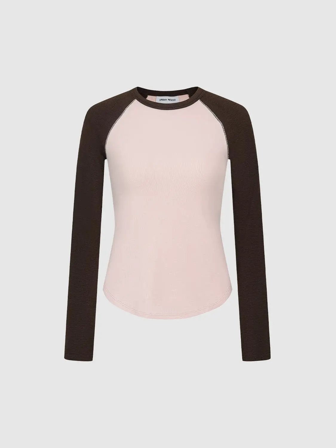 Raglan Colorblock Crew Neck Long Sleeve T-Shirt