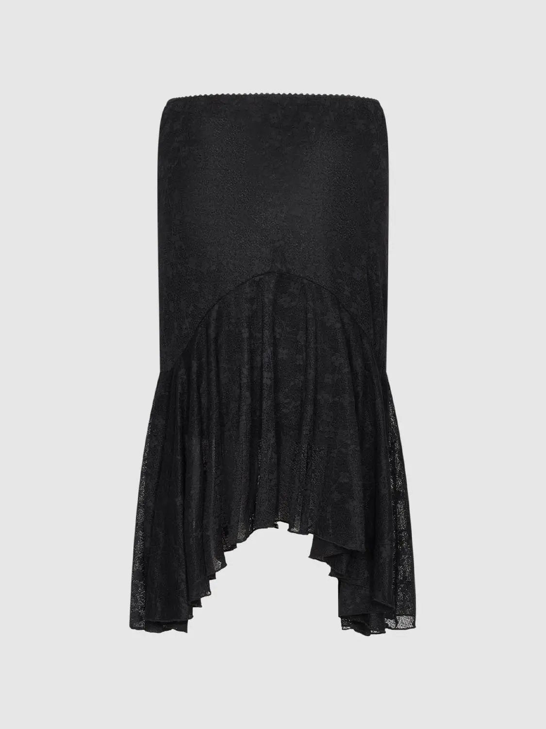 Mermaid Lace Floral Asymmetric Hem Skirt