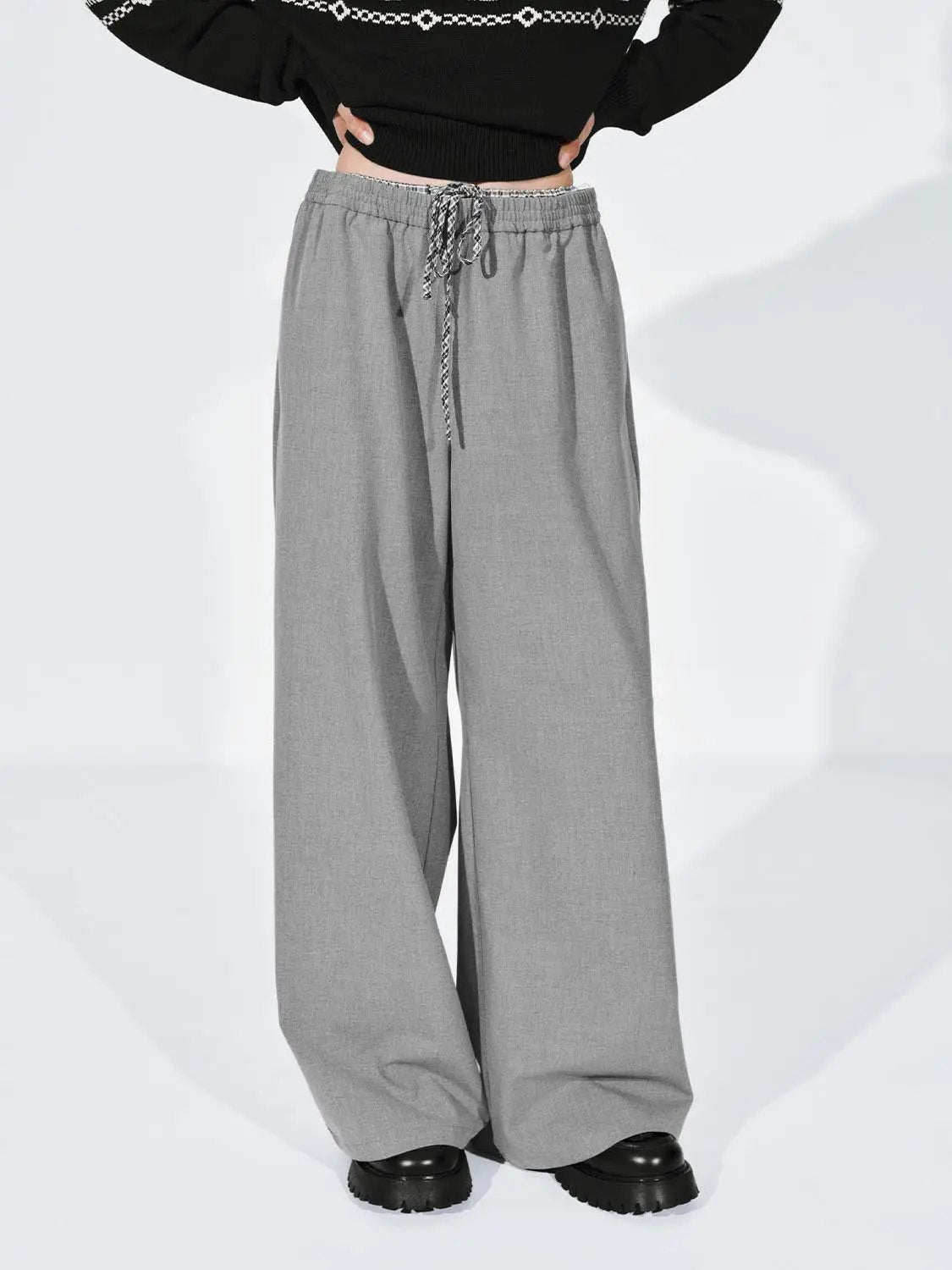 Drawstring Waist Loose Wide Leg Casual Sweatpants