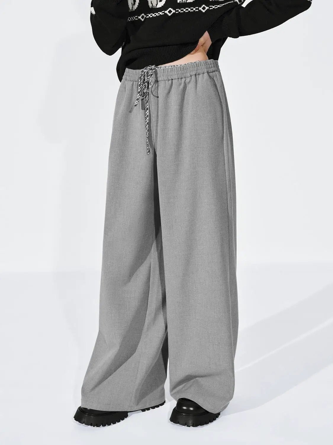 Drawstring Waist Loose Wide Leg Casual Sweatpants
