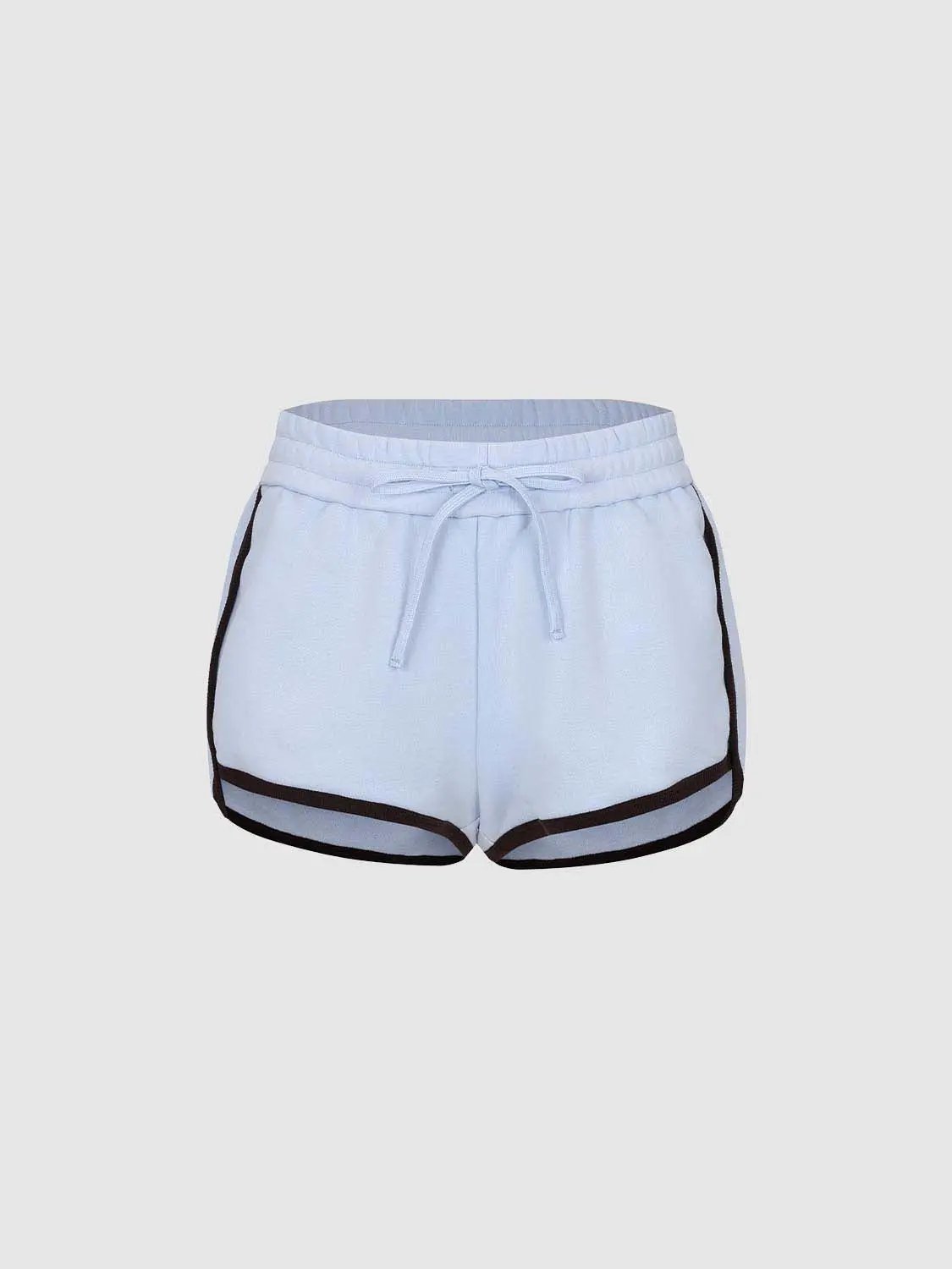 Drawstring Waist White Piping Trim Athletic Dolphin Shorts
