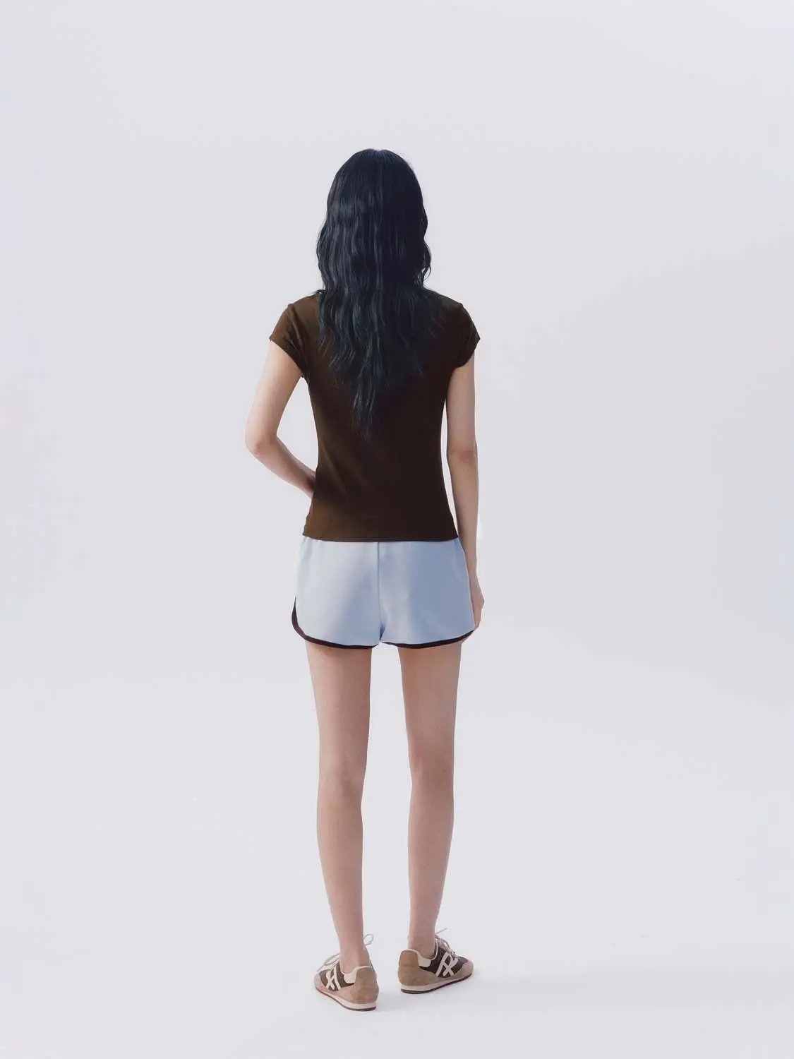 Drawstring Waist White Piping Trim Athletic Dolphin Shorts