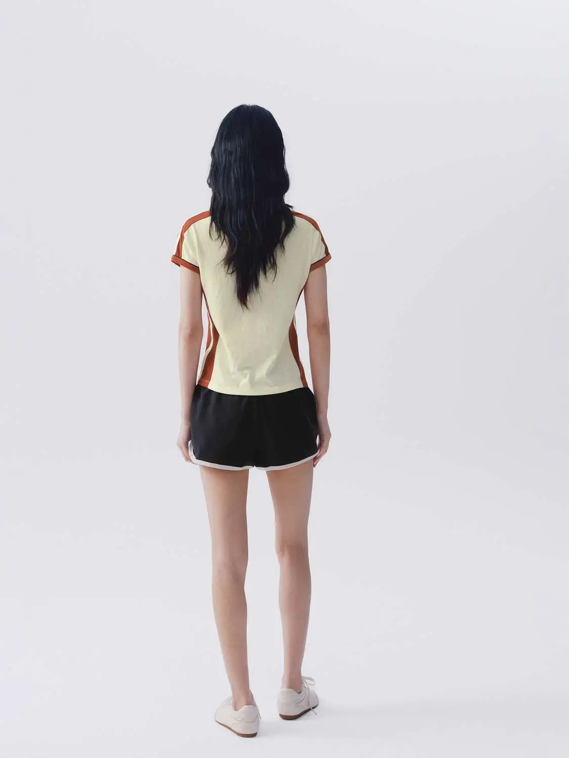Drawstring Waist White Piping Trim Athletic Dolphin Shorts