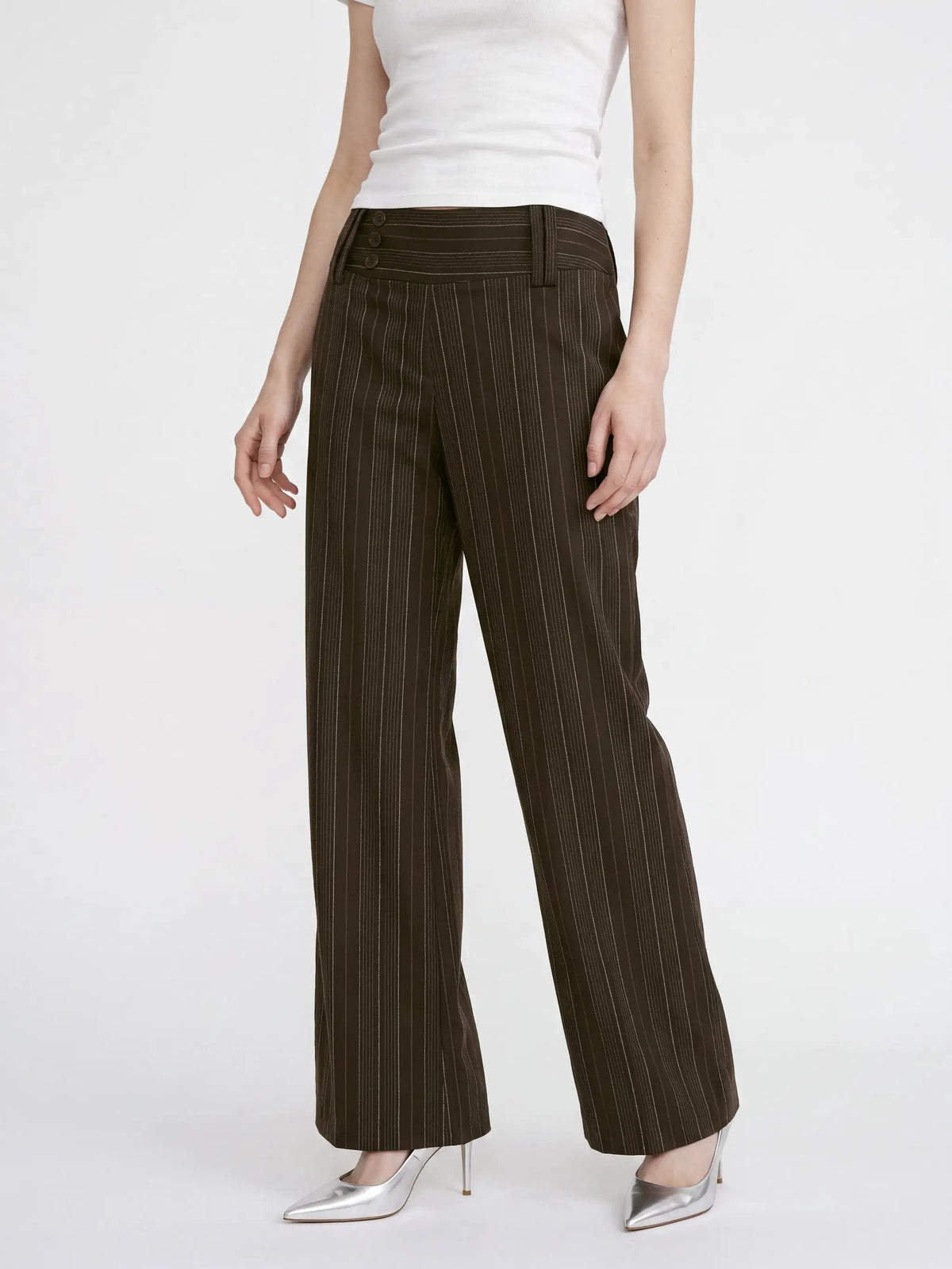 Pinstripe Flare Wide-leg High Waist Pants