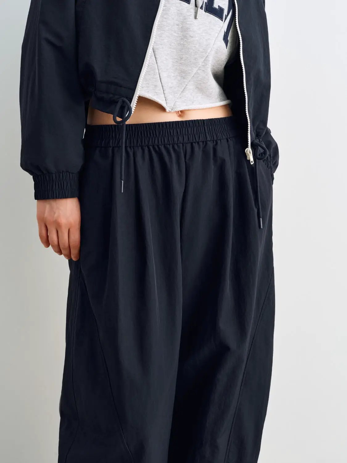 Drawstring Elastic High-waisted Wide-leg Pants
