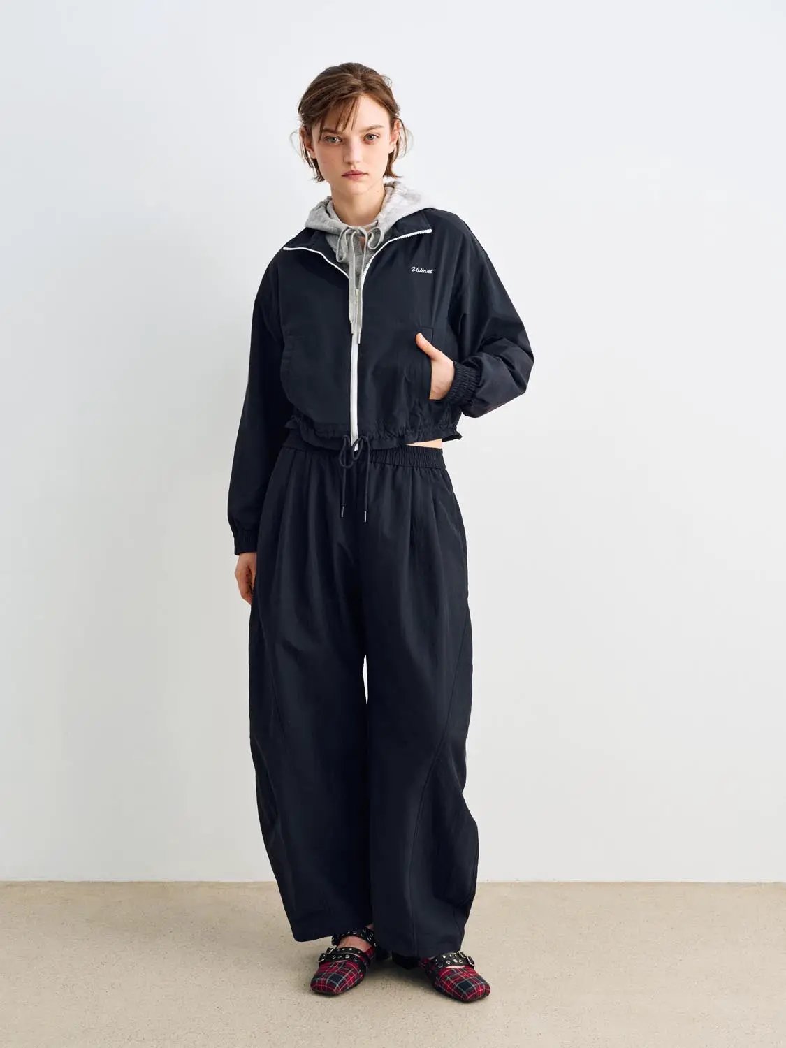 Drawstring Elastic High-waisted Wide-leg Pants