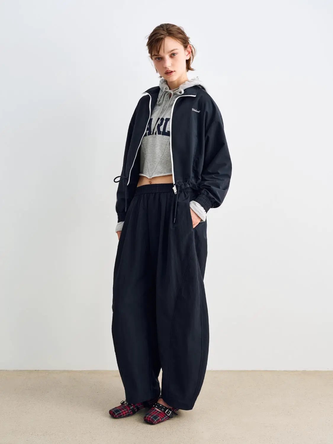 Drawstring Elastic High-waisted Wide-leg Pants
