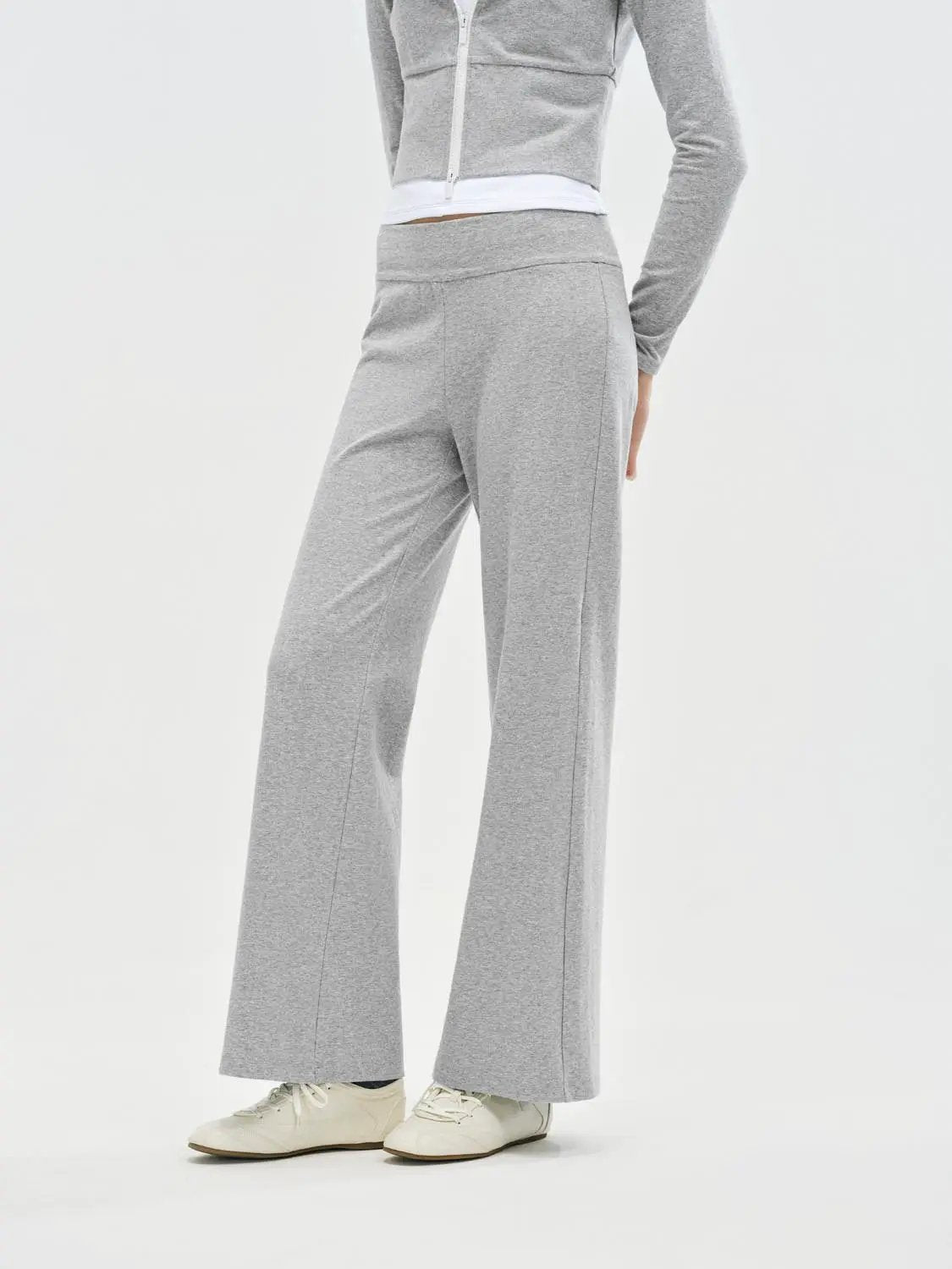 Flare Wide-leg High-waisted Cotton Pants