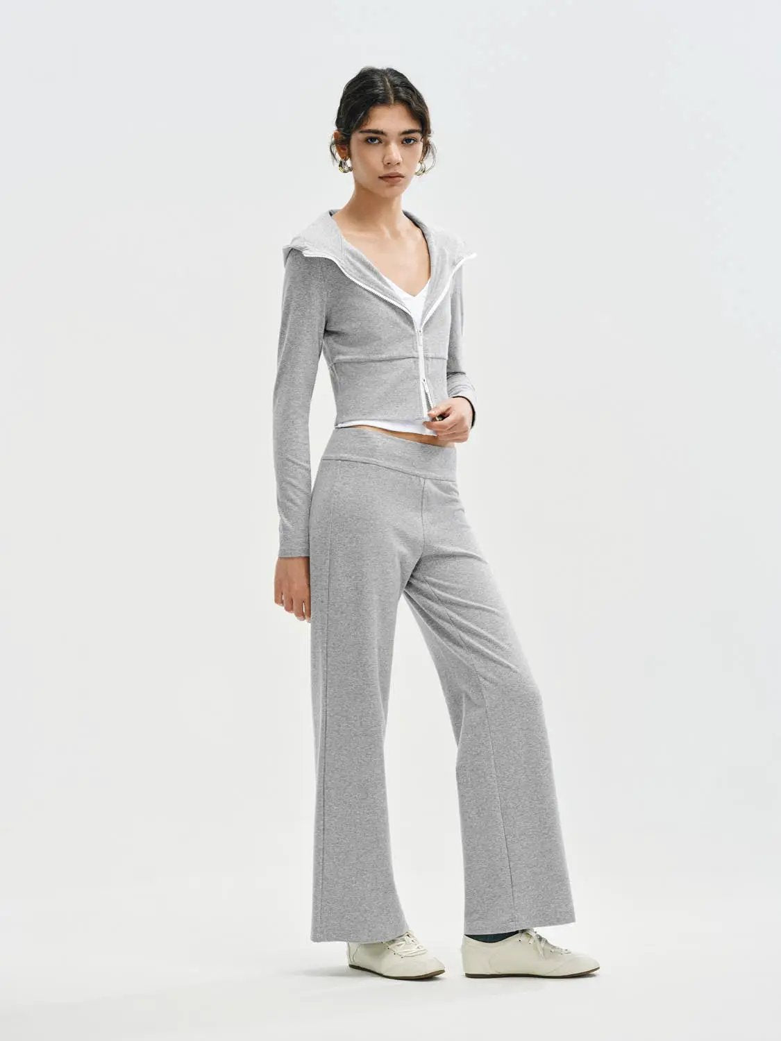 Flare Wide-leg High-waisted Cotton Pants