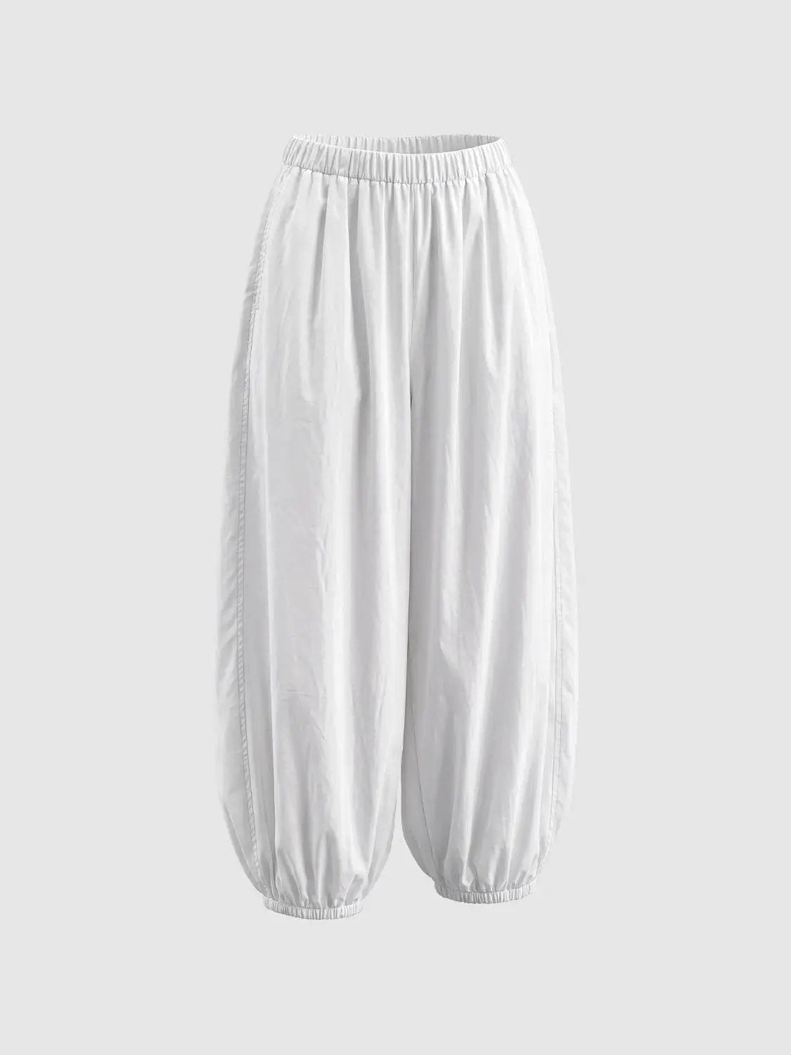 Elastic-waist Pleated Wide-leg Jogger Pants